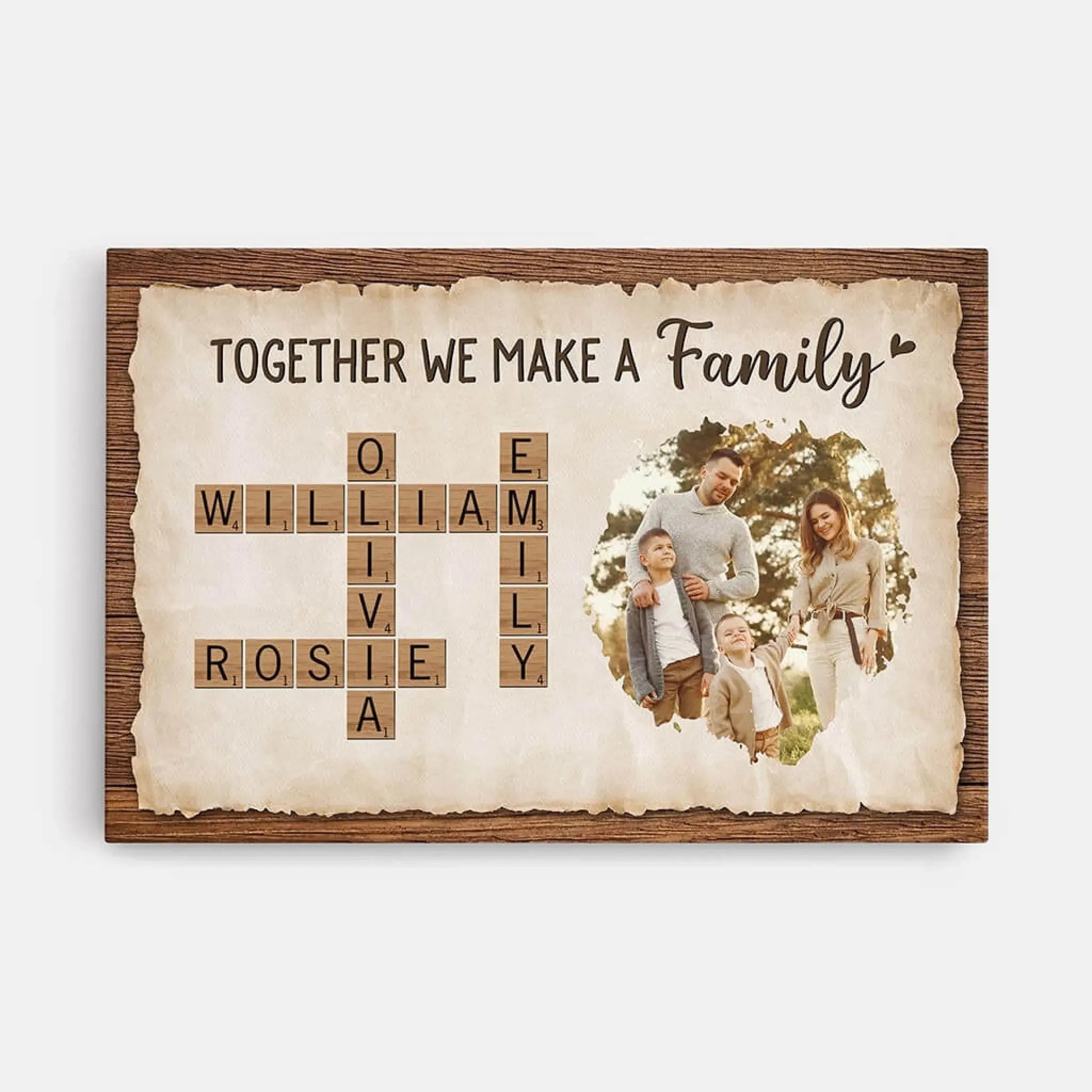 Together We Make A Family - Personalised Crossword Photo Canvas/Poster - Gift for Parents  Ezcustomize