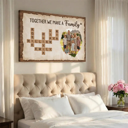 Together We Make A Family - Personalised Crossword Photo Canvas/Poster - Gift for Parents  Ezcustomize