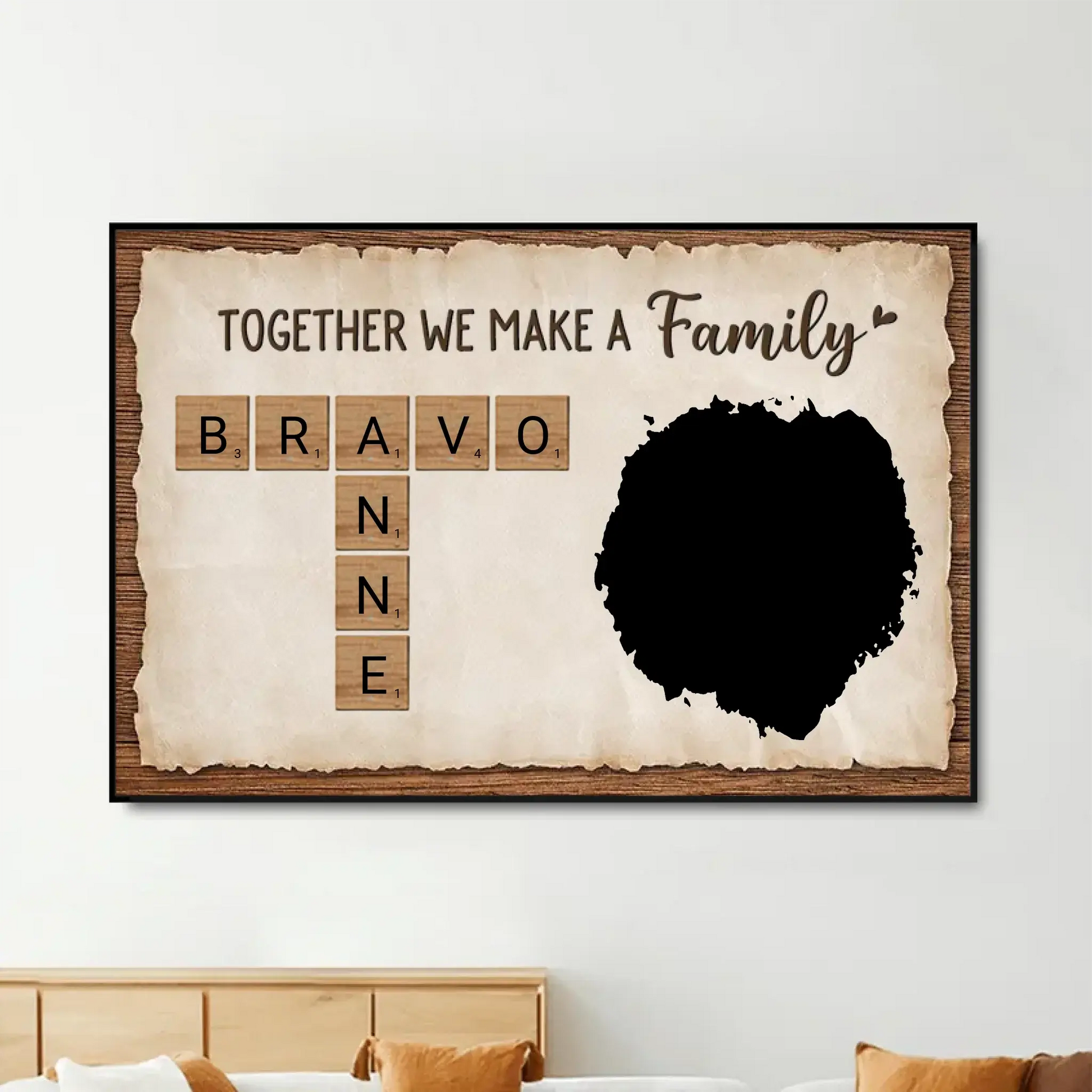 Together We Make A Family - Personalised Crossword Photo Canvas/Poster - Gift for Parents  Ezcustomize