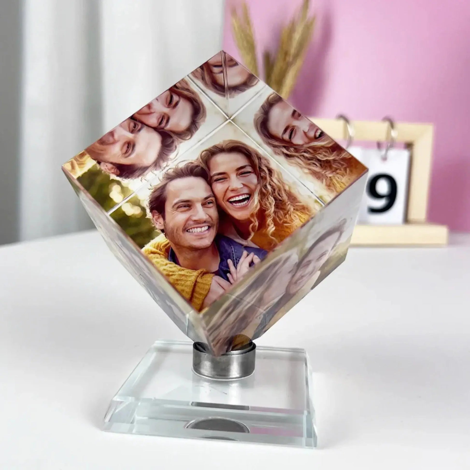 Unique Crystal Photo Cube - Personalized Spinning Keepsake for Family & Loved Ones  Ezcustomize