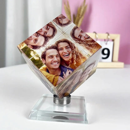Unique Crystal Photo Cube - Personalized Spinning Keepsake for Family & Loved Ones  Ezcustomize