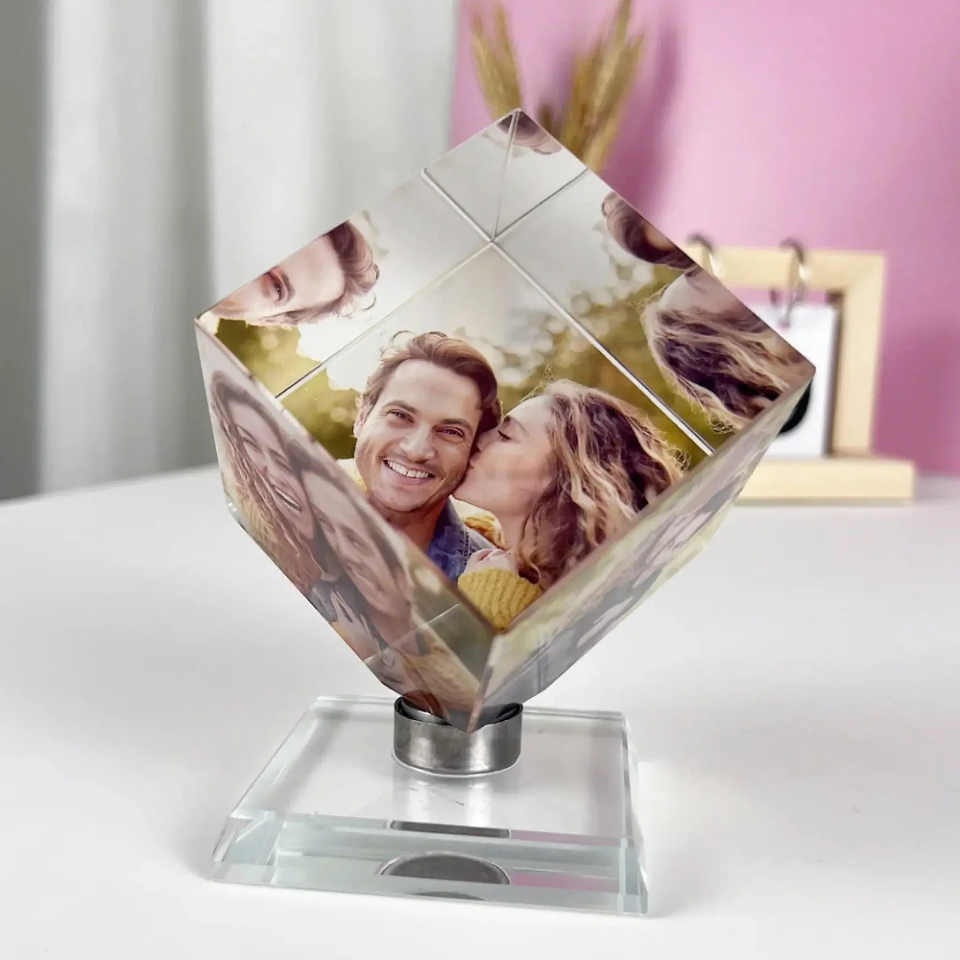 Unique Crystal Photo Cube - Personalized Spinning Keepsake for Family & Loved Ones  Ezcustomize