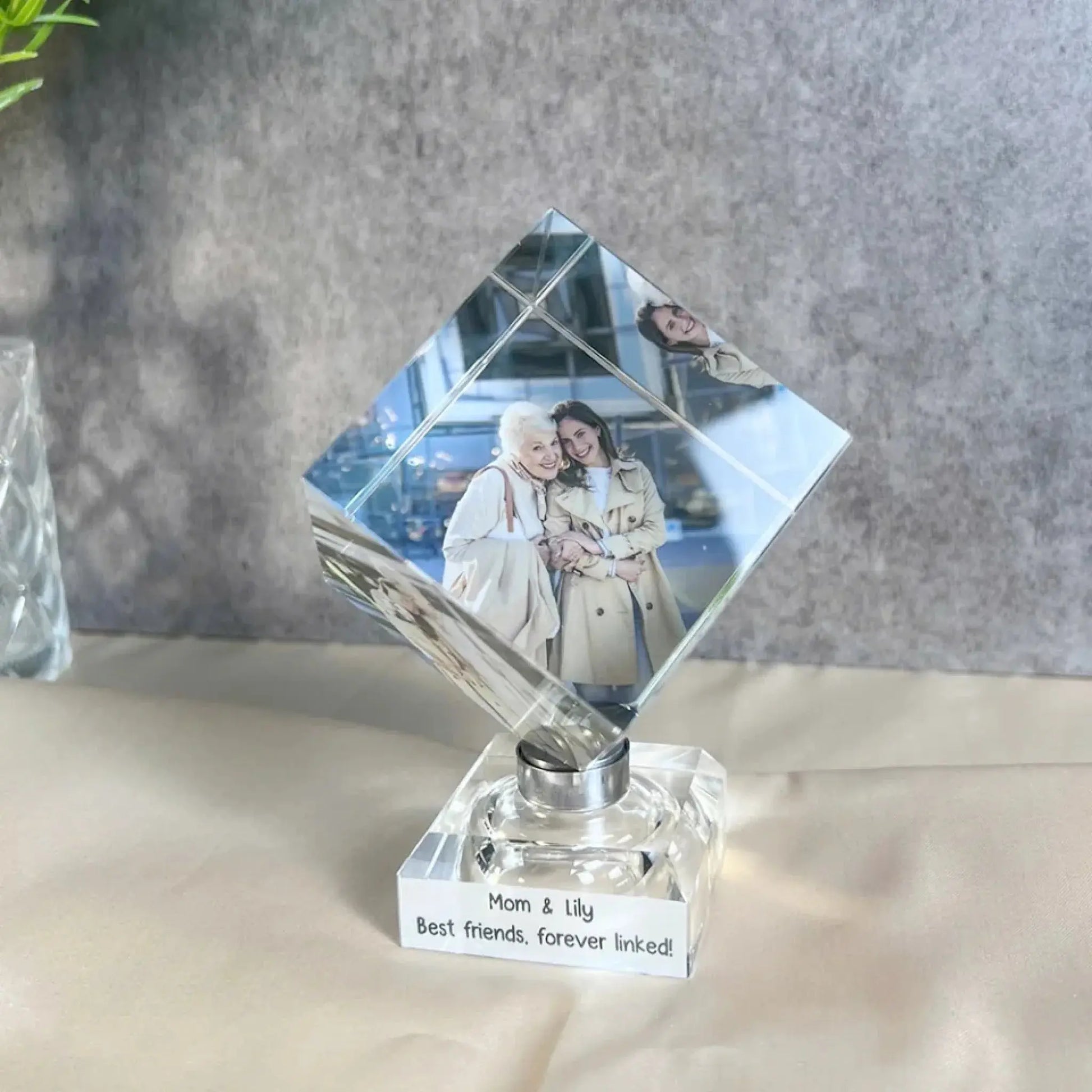 Unique Crystal Photo Cube - Personalized Spinning Keepsake for Family & Loved Ones  Ezcustomize