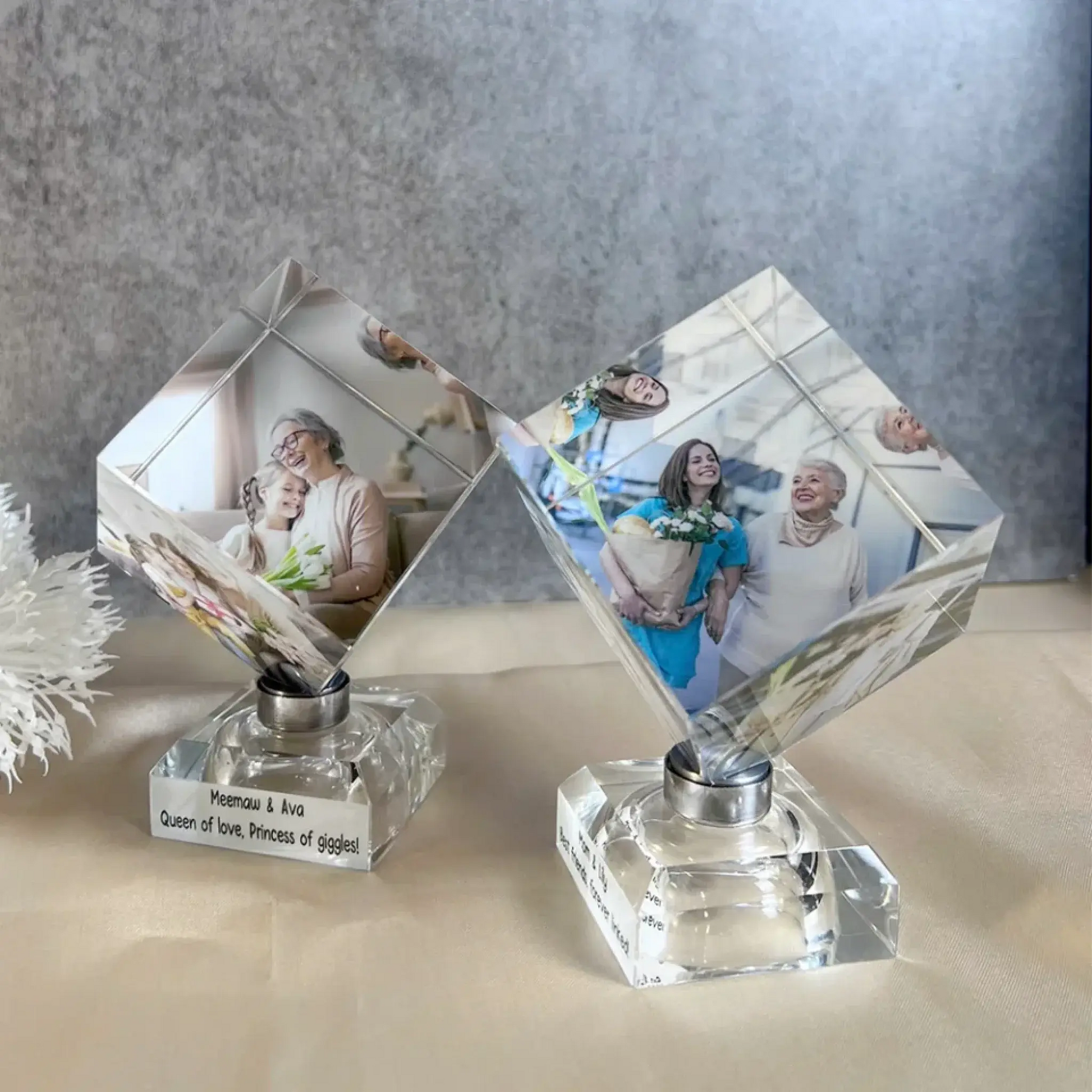 Unique Crystal Photo Cube - Personalized Spinning Keepsake for Family & Loved Ones  Ezcustomize