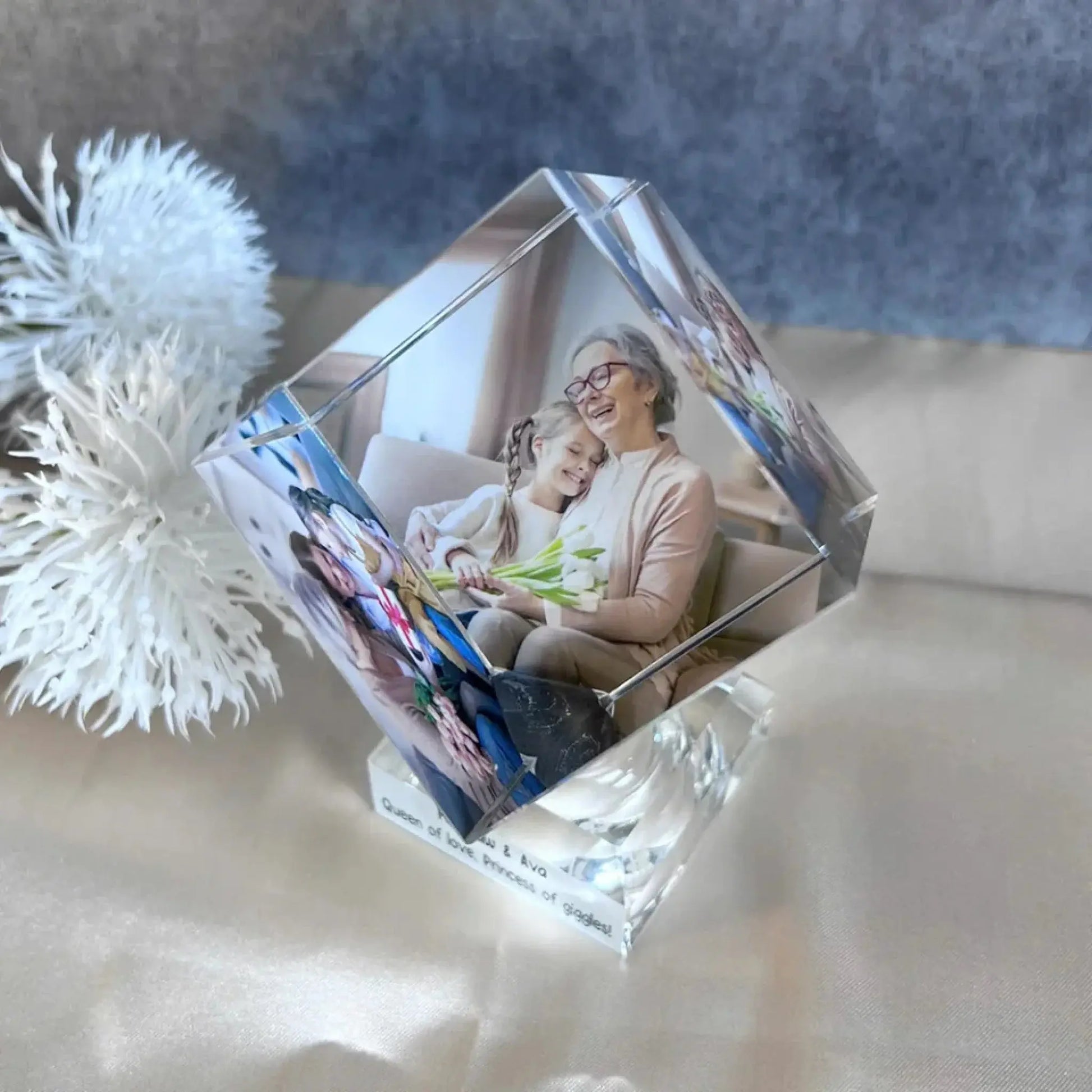 Unique Crystal Photo Cube - Personalized Spinning Keepsake for Family & Loved Ones  Ezcustomize