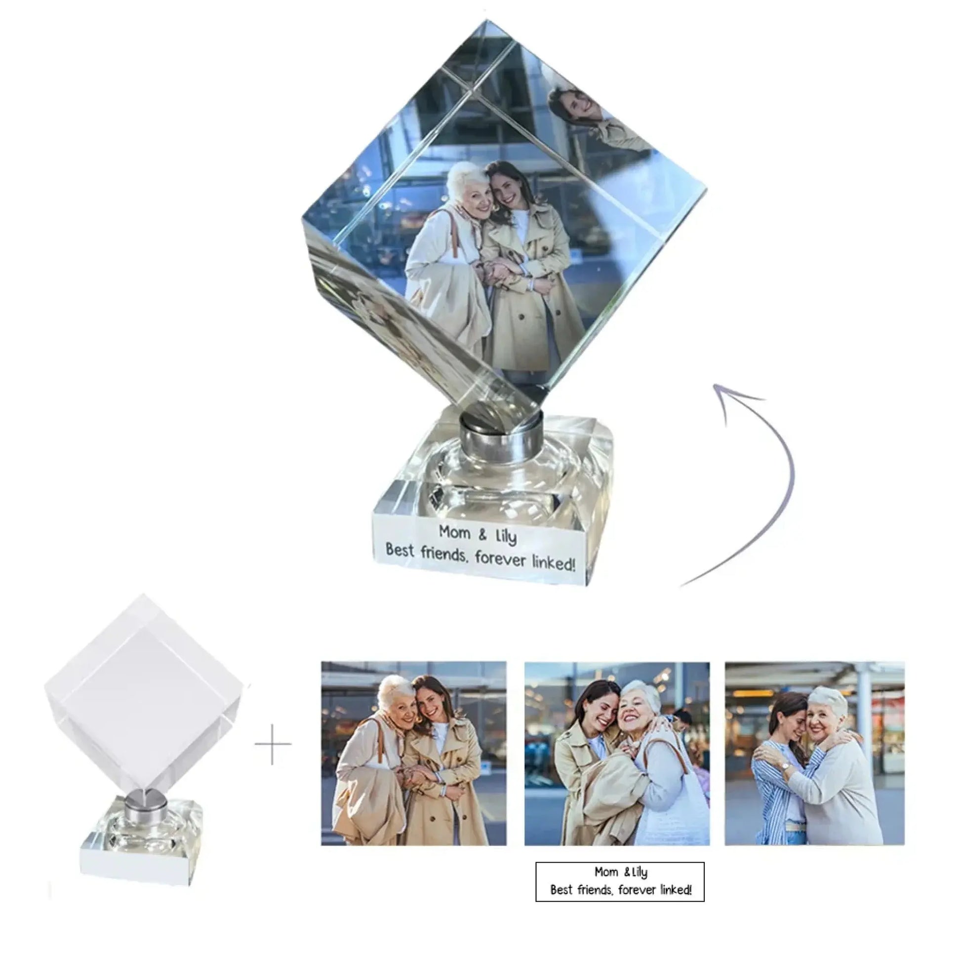 Unique Crystal Photo Cube - Personalized Spinning Keepsake for Family & Loved Ones  Ezcustomize