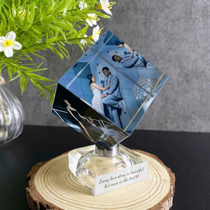 Unique Crystal Photo Cube – Personalized Spinning Keepsake – Romantic Gift for Boyfriend, Girlfriend, Husband, Wife & Loved Ones  Ezcustomize