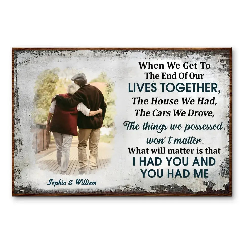 [Upload Photo] Together To The End - Custom Wall Art - Personalized Gift For Grandparent, Couple, Valentine, Anniversary, Husband, Wife, Her/Him  Ezcustomize