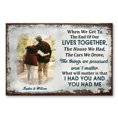 [Upload Photo] Together To The End - Custom Wall Art - Personalized Gift For Grandparent, Couple, Valentine, Anniversary, Husband, Wife, Her/Him  Ezcustomize