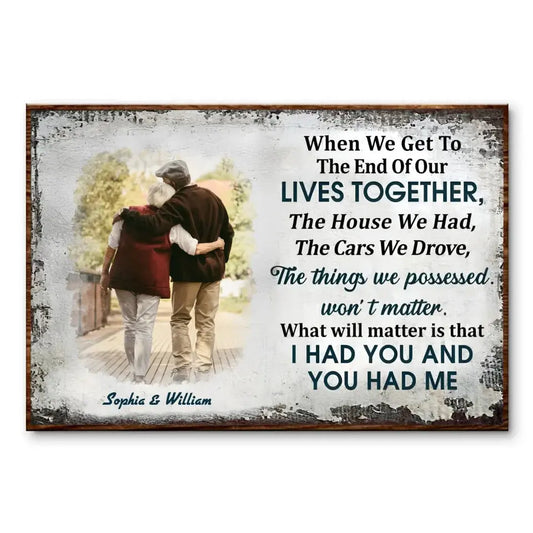 [Upload Photo] Together To The End - Custom Wall Art - Personalized Gift For Grandparent, Couple, Valentine, Anniversary, Husband, Wife, Her/Him  Ezcustomize