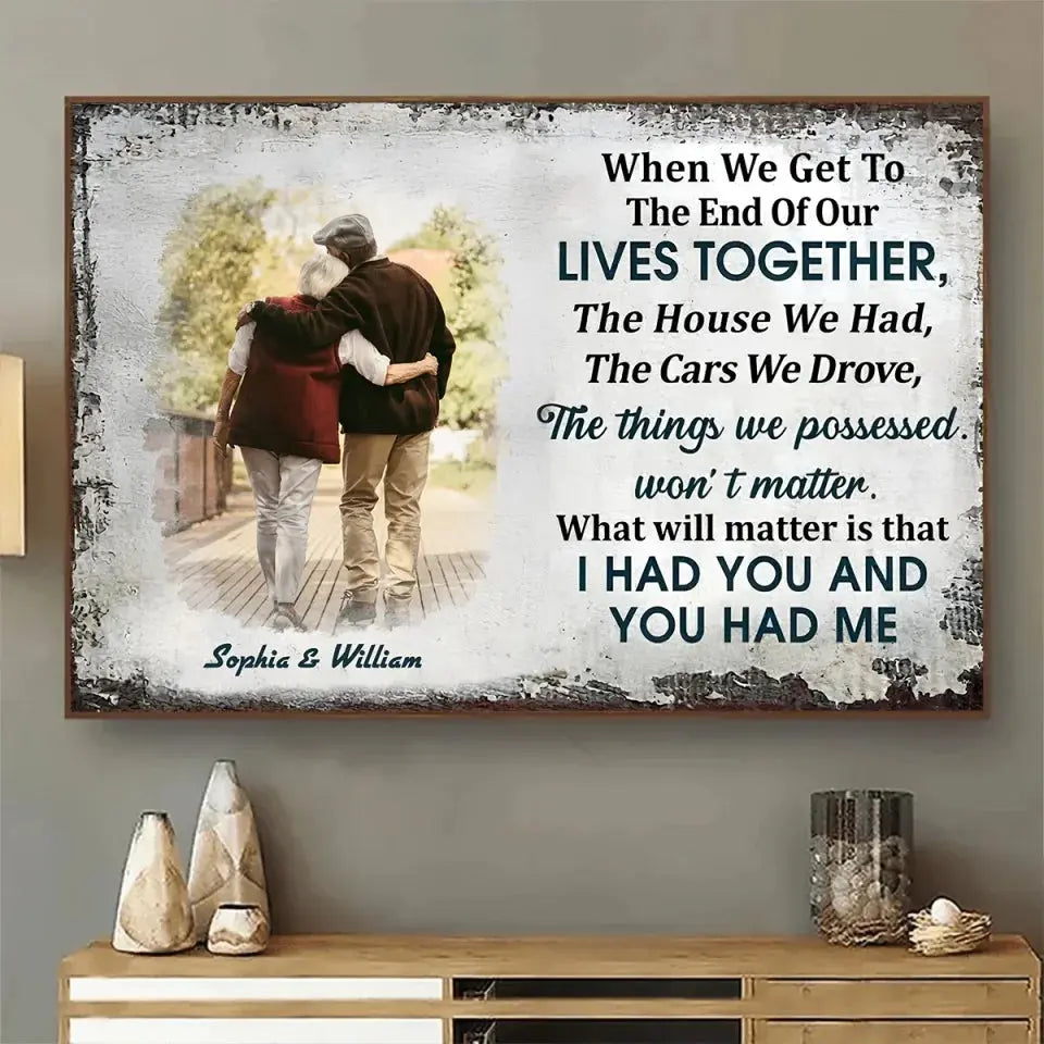 [Upload Photo] Together To The End - Custom Wall Art - Personalized Gift For Grandparent, Couple, Valentine, Anniversary, Husband, Wife, Her/Him  Ezcustomize