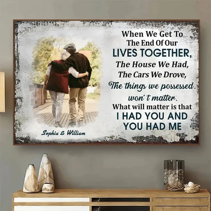 [Upload Photo] Together To The End - Custom Wall Art - Personalized Gift For Grandparent, Couple, Valentine, Anniversary, Husband, Wife, Her/Him  Ezcustomize