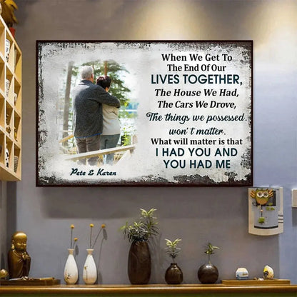 [Upload Photo] Together To The End - Custom Wall Art - Personalized Gift For Grandparent, Couple, Valentine, Anniversary, Husband, Wife, Her/Him  Ezcustomize