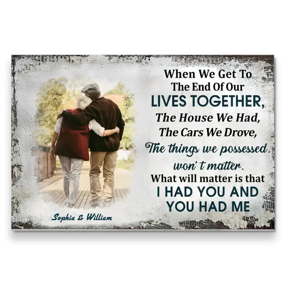 [Upload Photo] Together To The End - Custom Wall Art - Personalized Gift For Grandparent, Couple, Valentine, Anniversary, Husband, Wife, Her/Him  Ezcustomize