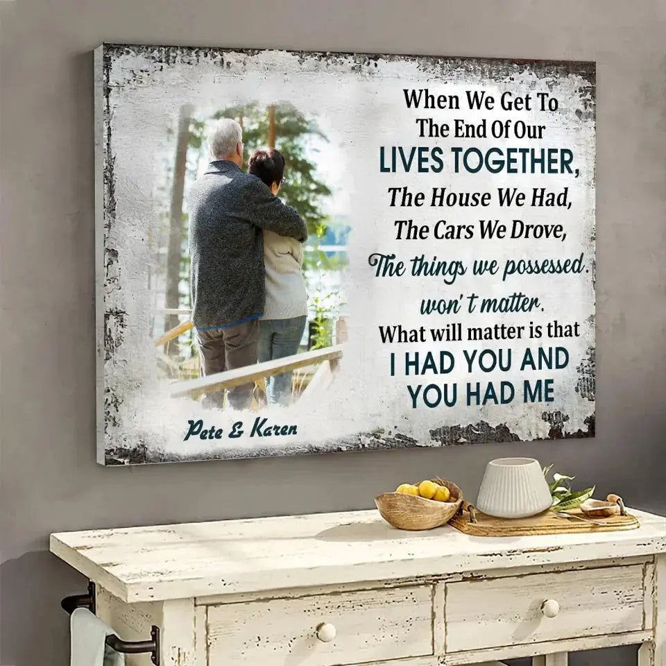[Upload Photo] Together To The End - Custom Wall Art - Personalized Gift For Grandparent, Couple, Valentine, Anniversary, Husband, Wife, Her/Him  Ezcustomize