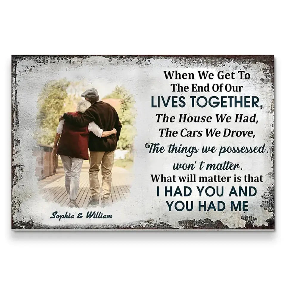 [Upload Photo] Together To The End - Custom Wall Art - Personalized Gift For Grandparent, Couple, Valentine, Anniversary, Husband, Wife, Her/Him  Ezcustomize