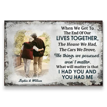 [Upload Photo] Together To The End - Custom Wall Art - Personalized Gift For Grandparent, Couple, Valentine, Anniversary, Husband, Wife, Her/Him  Ezcustomize
