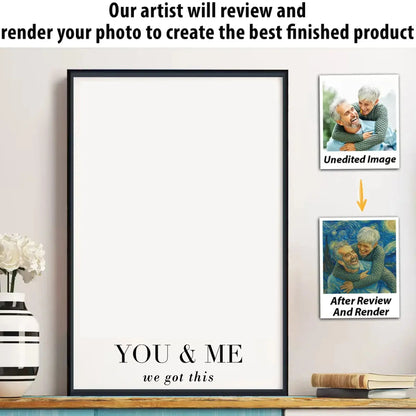 Van Gogh Style Custom Couple Portrait – Personalized Photo Poster/Canvas with Quote – Artistic Gift for Anniversary or Valentine  Ezcustomize