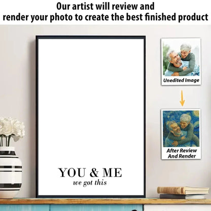 Van Gogh Style Custom Couple Portrait – Personalized Photo Poster/Canvas with Quote – Artistic Gift for Anniversary or Valentine  Ezcustomize