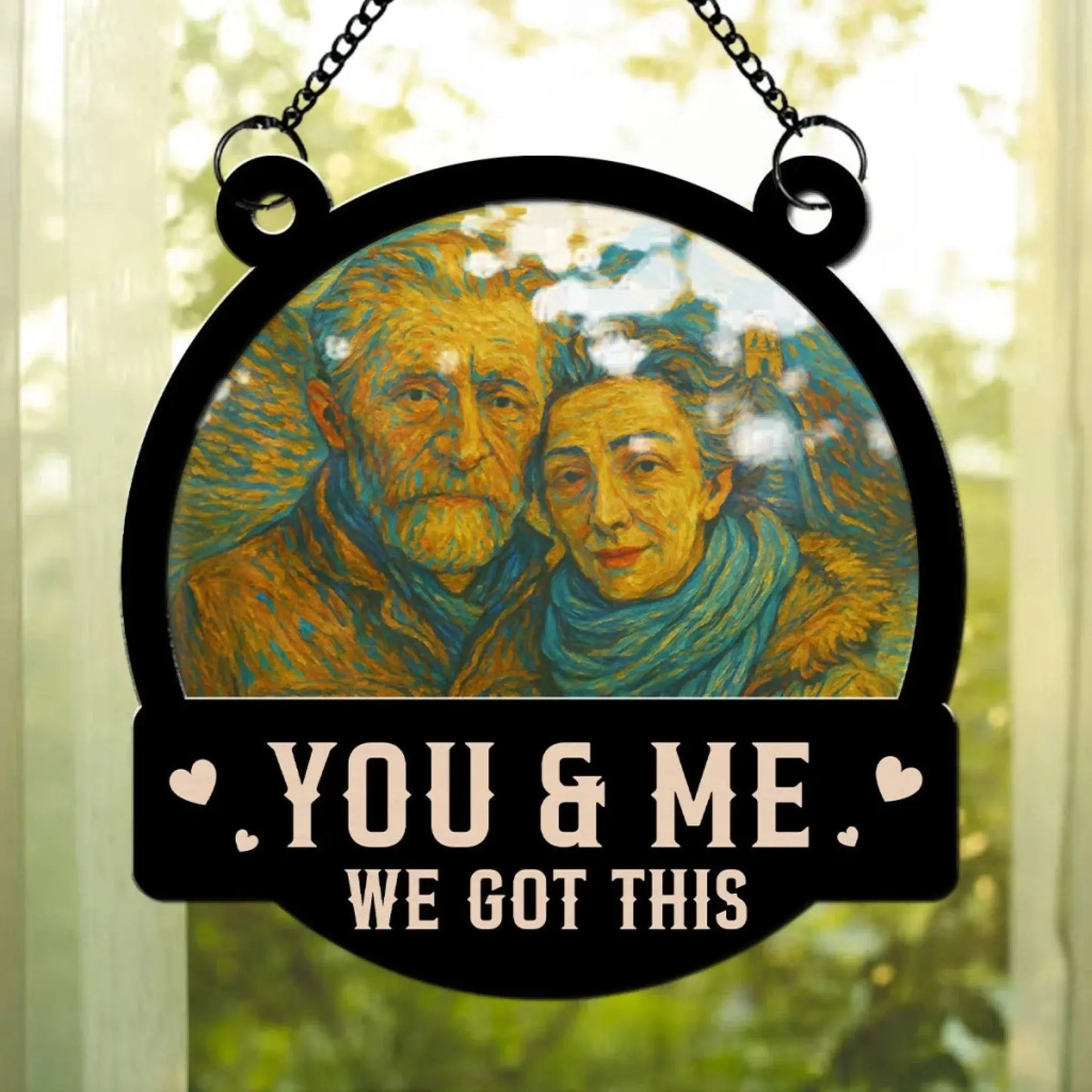 Van Gogh Style You & Me We Got This - Personalized Photo Window Hanging Suncatcher Ornament  Ezcustomize