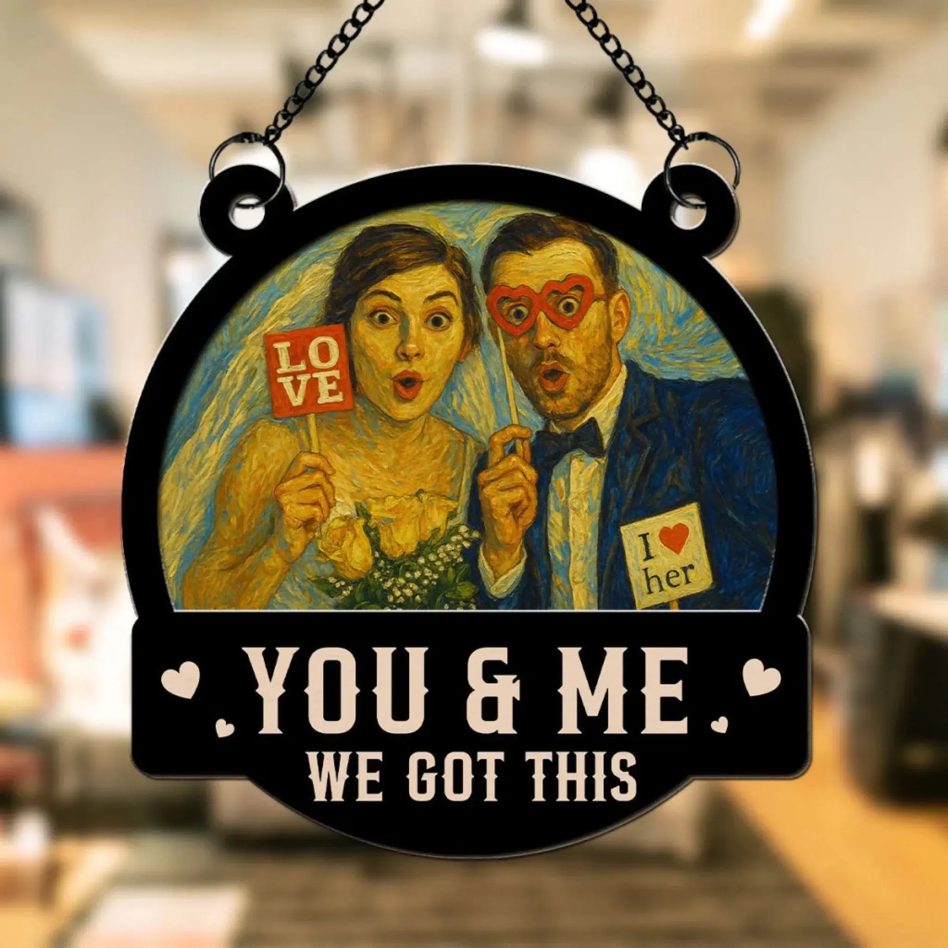 Van Gogh Style You & Me We Got This - Personalized Photo Window Hanging Suncatcher Ornament  Ezcustomize