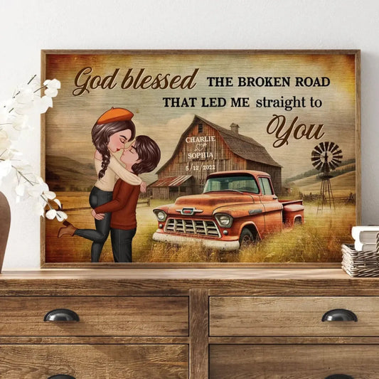 Vintage Farm-Themed Couple Art – Personalized Poster/Canvas – Rustic Love Gift for Anniversaries & Weddings  Ezcustomize