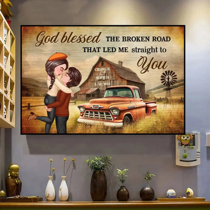 Vintage Farm-Themed Couple Art – Personalized Poster/Canvas – Rustic Love Gift for Anniversaries & Weddings  Ezcustomize