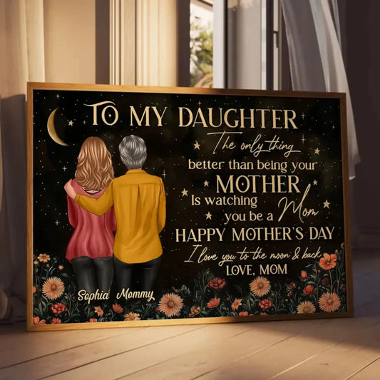 Vintage Flowers & Gold Moon – Personalized Poster/Canvas – Mother’s Day Gift for Daughter from Mom  Ezcustomize