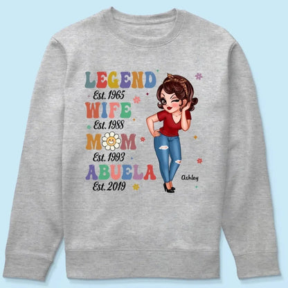 Vintage Legend – Personalized Wife, Mom, Grandma Shirt/Hoodie/Sweatshirt, Custom Gift for Proud Mothers & Grandmothers  Ezcustomize