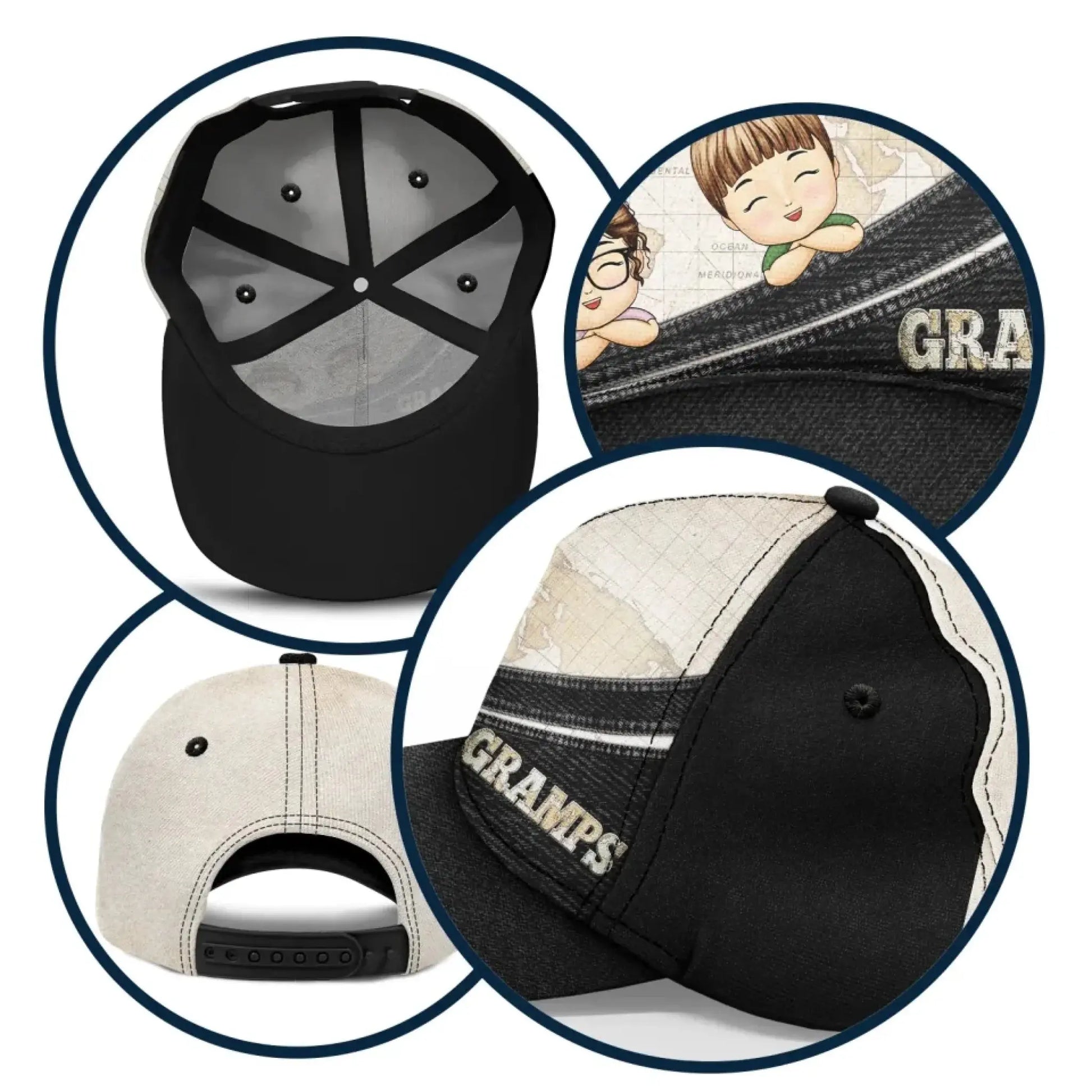 Vintage Map "Papa" - Personalized Classic Cap - Design for Dad, Father, or Grandpa’s Special Day  Ezcustomize