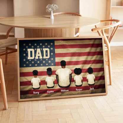 Vintage Retro Family Poster – Personalized Nation Flag Wall Art – Thoughtful Gift for Dad, Mom, or Loved Ones  Ezcustomize