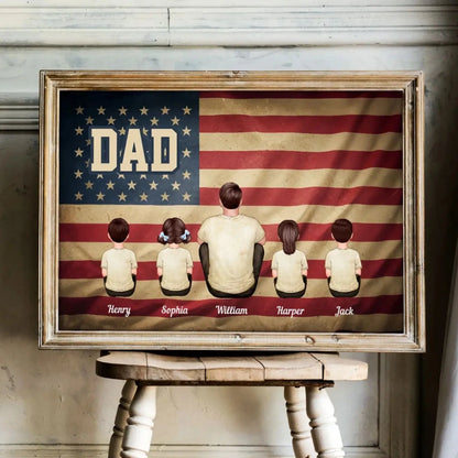 Vintage Retro Family Poster – Personalized Nation Flag Wall Art – Thoughtful Gift for Dad, Mom, or Loved Ones  Ezcustomize