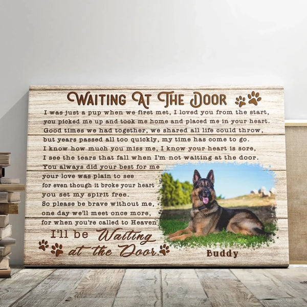"Waiting at the Door" Dog Memorial – Personalized Poster/Canvas – Custom Photo Tribute & Sympathy Gift for Pet Owners