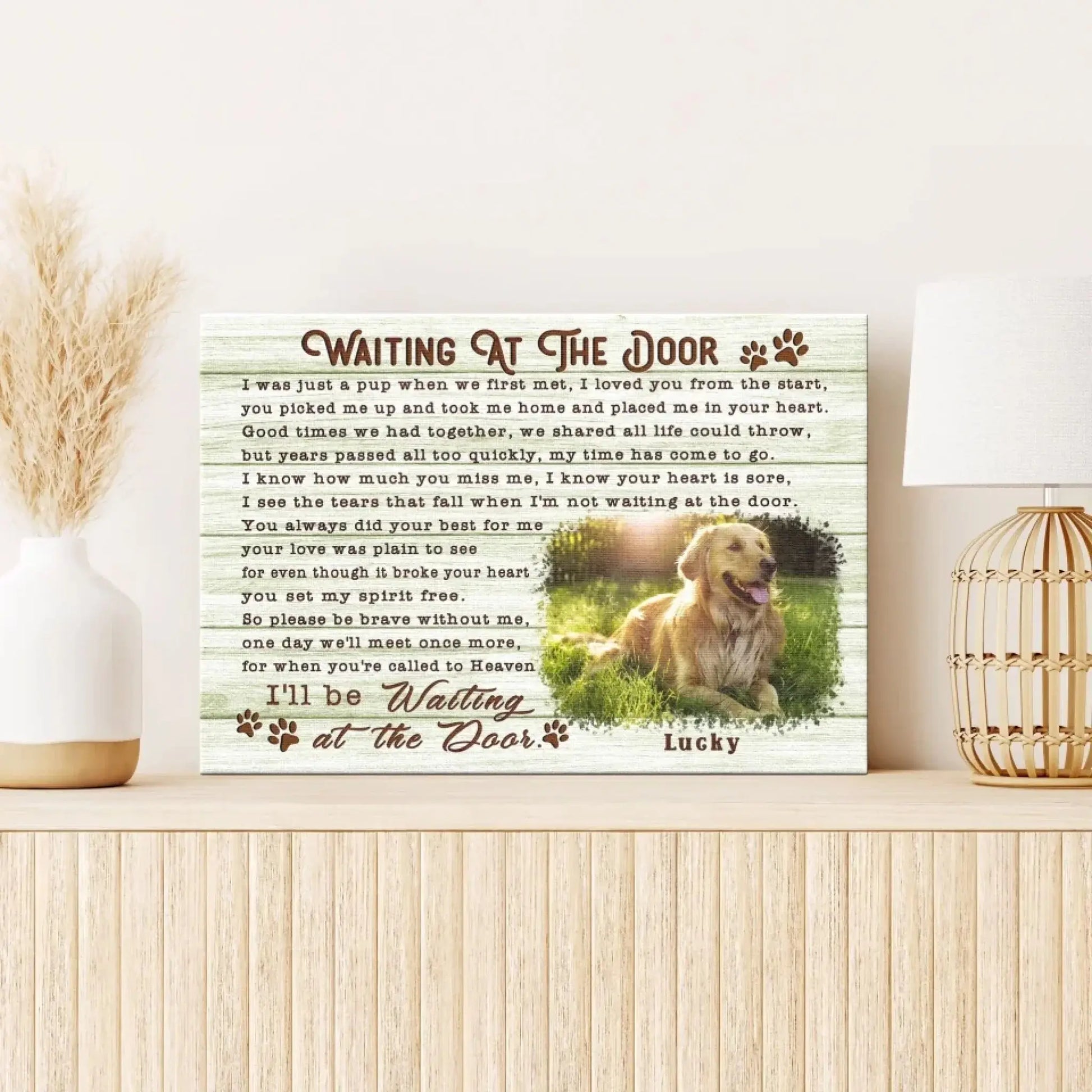 "Waiting at the Door" Dog Memorial – Personalized Poster/Canvas – Custom Photo Tribute & Sympathy Gift for Pet Owners  Ezcustomize