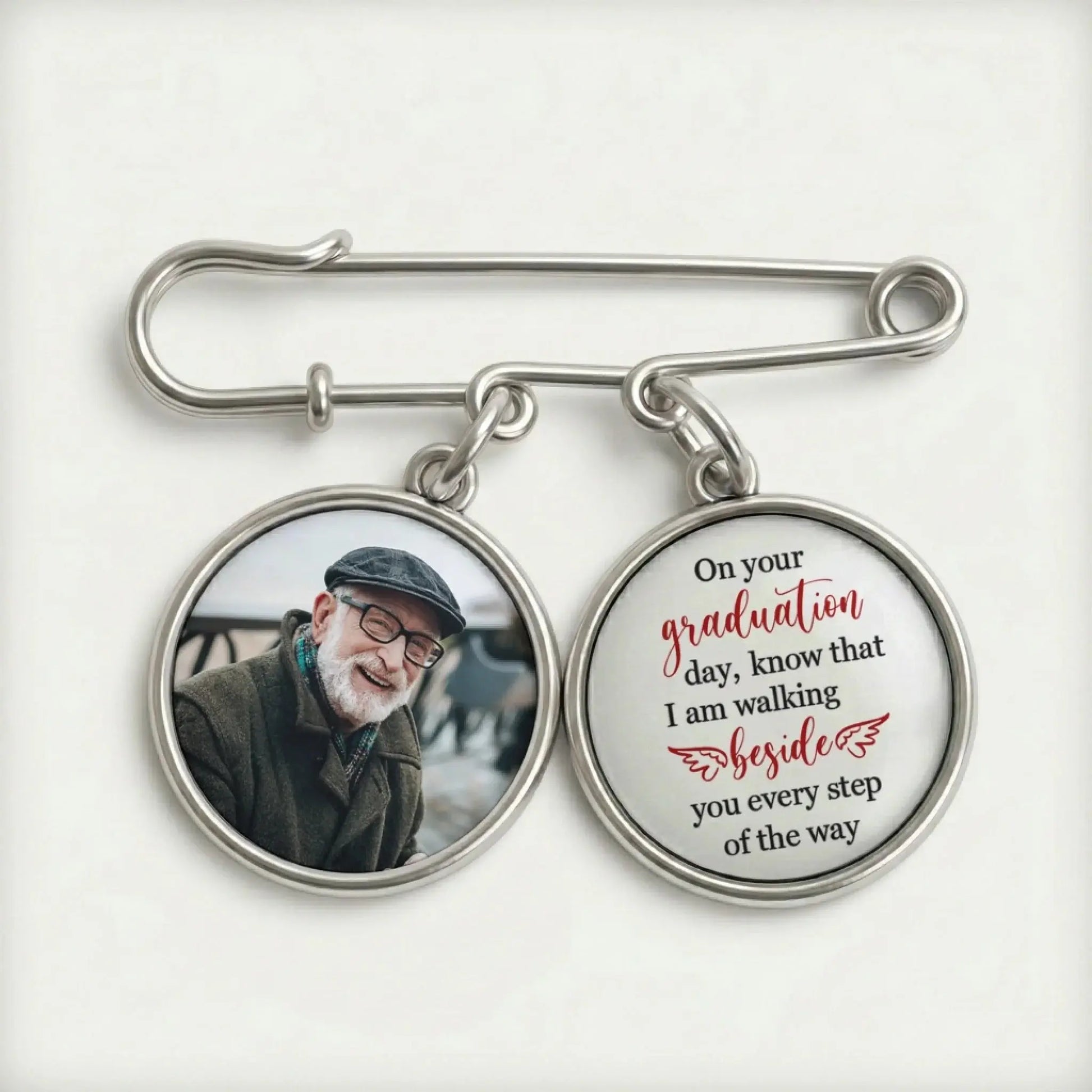 Walking Beside You Every Step Of The Way - Personalized Lapel Pin with Photo Charms - Gift for Graduate, Son, Daughter, Grandson, Granddaughter  Ezcustomize