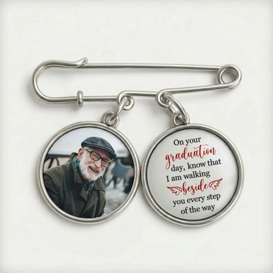 Walking Beside You Every Step Of The Way - Personalized Lapel Pin with Photo Charms - Gift for Graduate, Son, Daughter, Grandson, Granddaughter  Ezcustomize