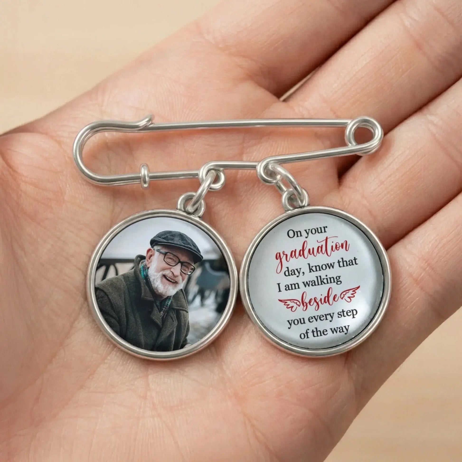 Walking Beside You Every Step Of The Way - Personalized Lapel Pin with Photo Charms - Gift for Graduate, Son, Daughter, Grandson, Granddaughter  Ezcustomize