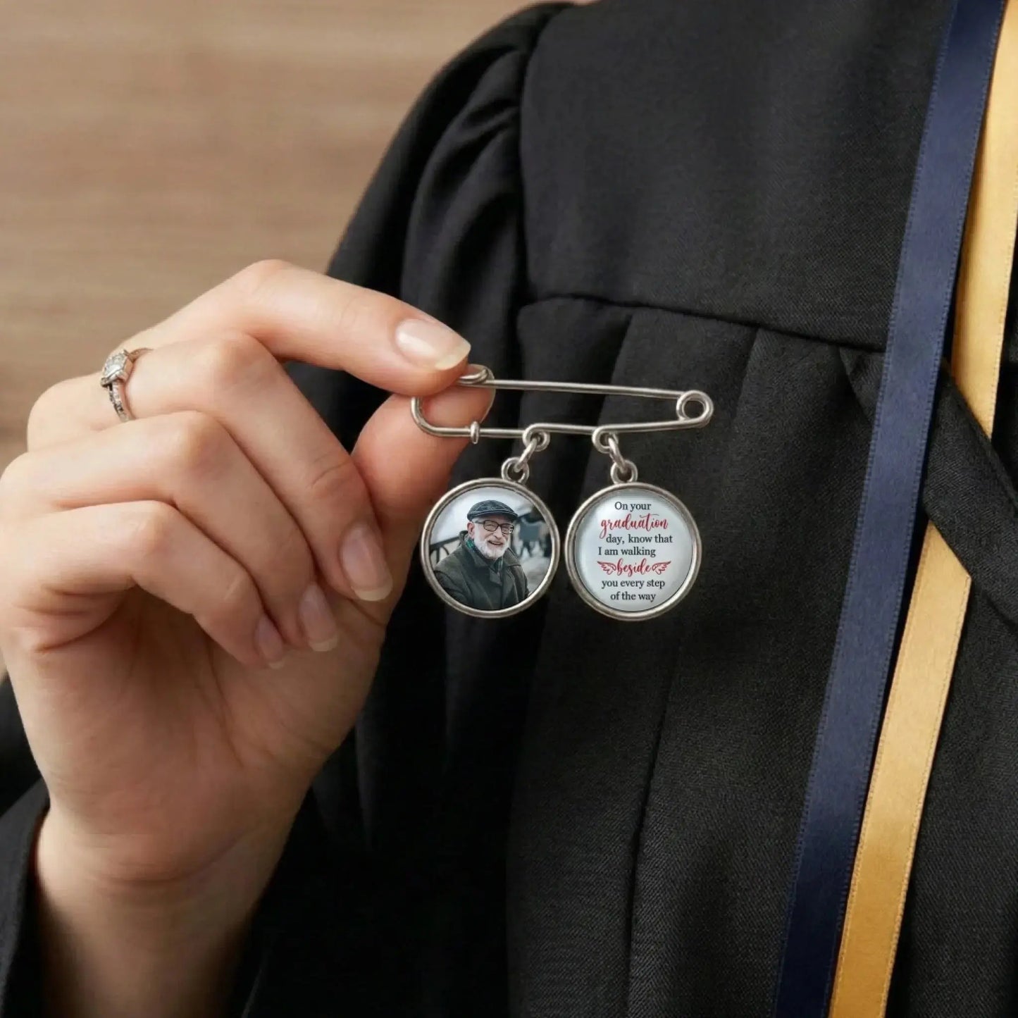 Walking Beside You Every Step Of The Way - Personalized Lapel Pin with Photo Charms - Gift for Graduate, Son, Daughter, Grandson, Granddaughter  Ezcustomize