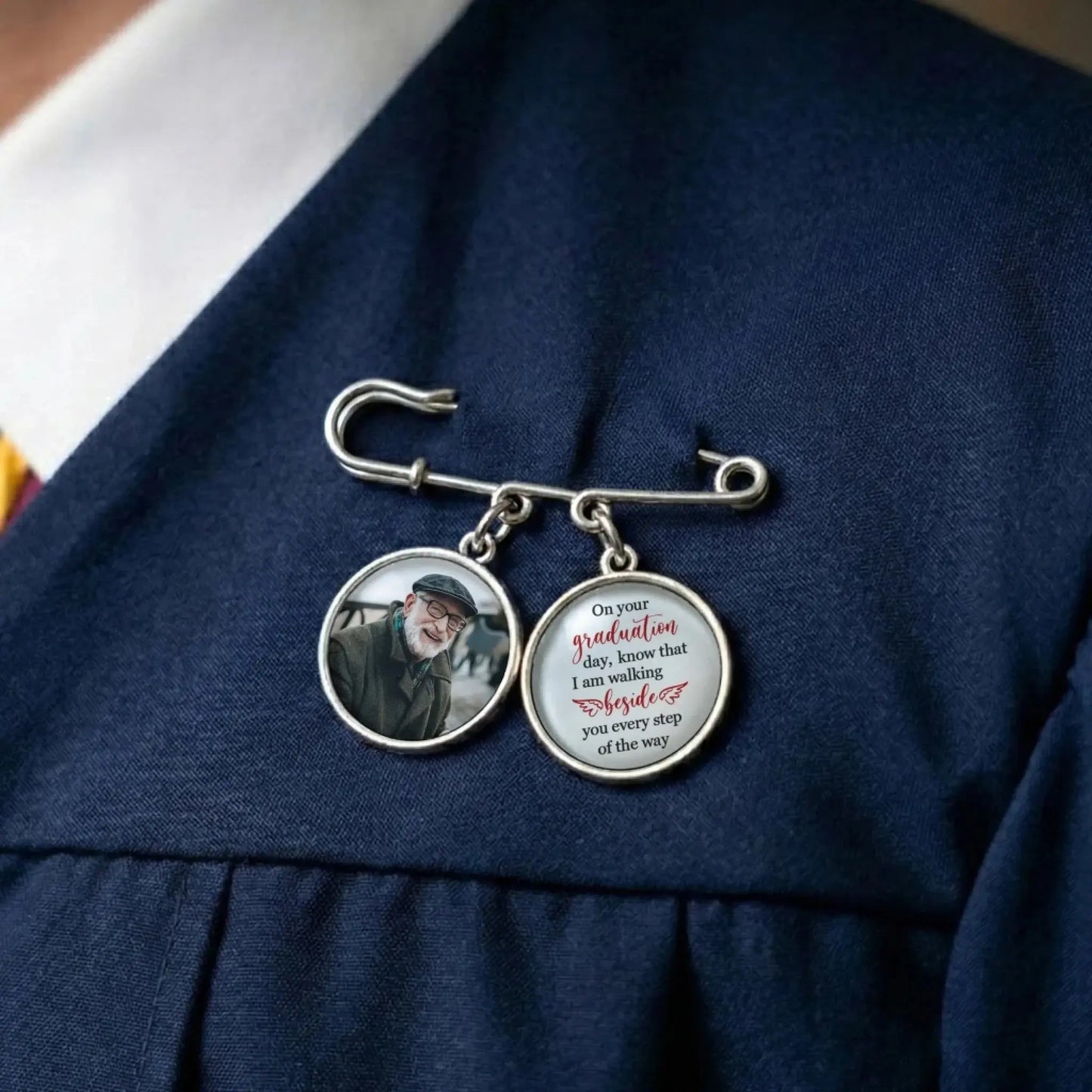 Walking Beside You Every Step Of The Way - Personalized Lapel Pin with Photo Charms - Gift for Graduate, Son, Daughter, Grandson, Granddaughter  Ezcustomize