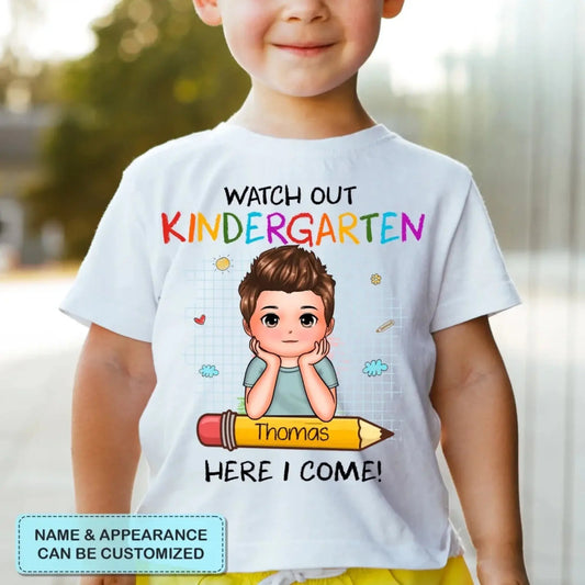 Watch Out Kindergarten Shirt – Personalized Custom T-Shirt – Fun Back to School Gift for Preschoolers or Kindergarten Kids  Ezcustomize