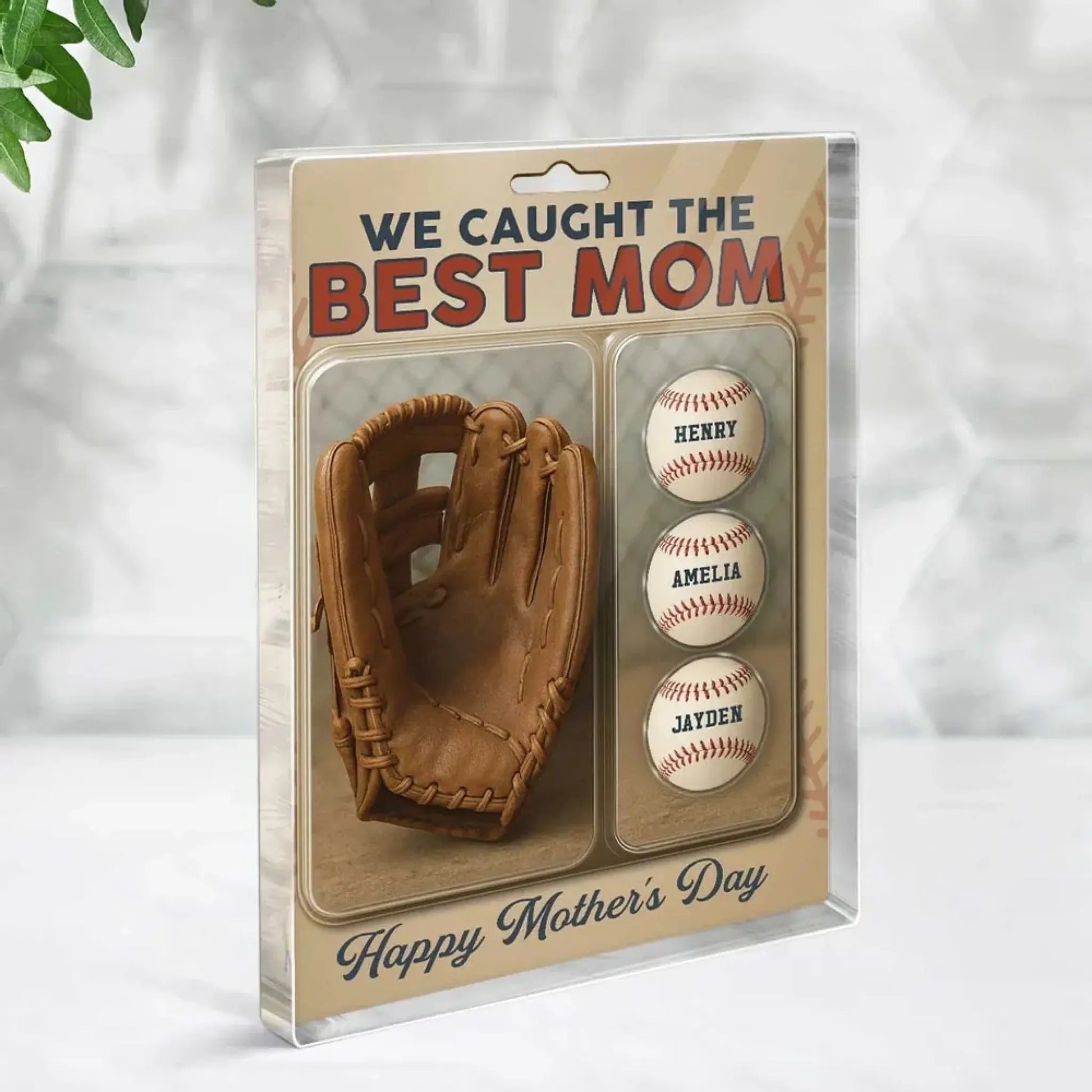 We Caught The Best Dad Baseball Plaque – Personalized Acrylic Block with Glove & Kids’ Figures – Father’s Day Gift for Dad or Grandpa  Ezcustomize