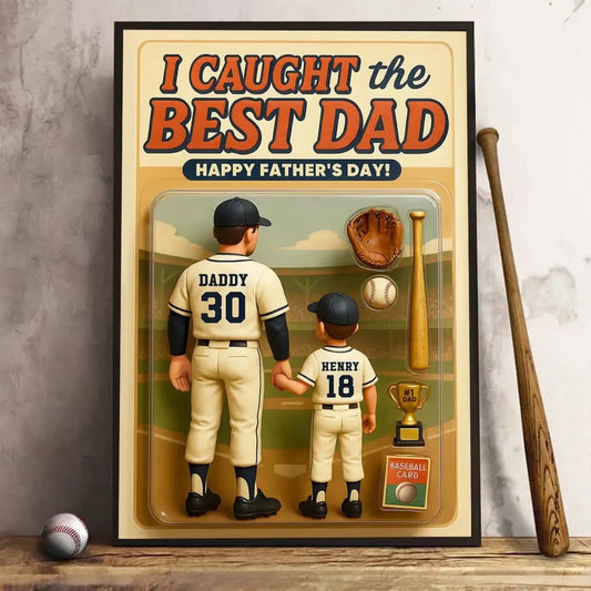 We Caught the Best Dad Baseball Art – Personalized Poster/Canvas with Custom Figure – Father’s Day Gift for Dads  Ezcustomize