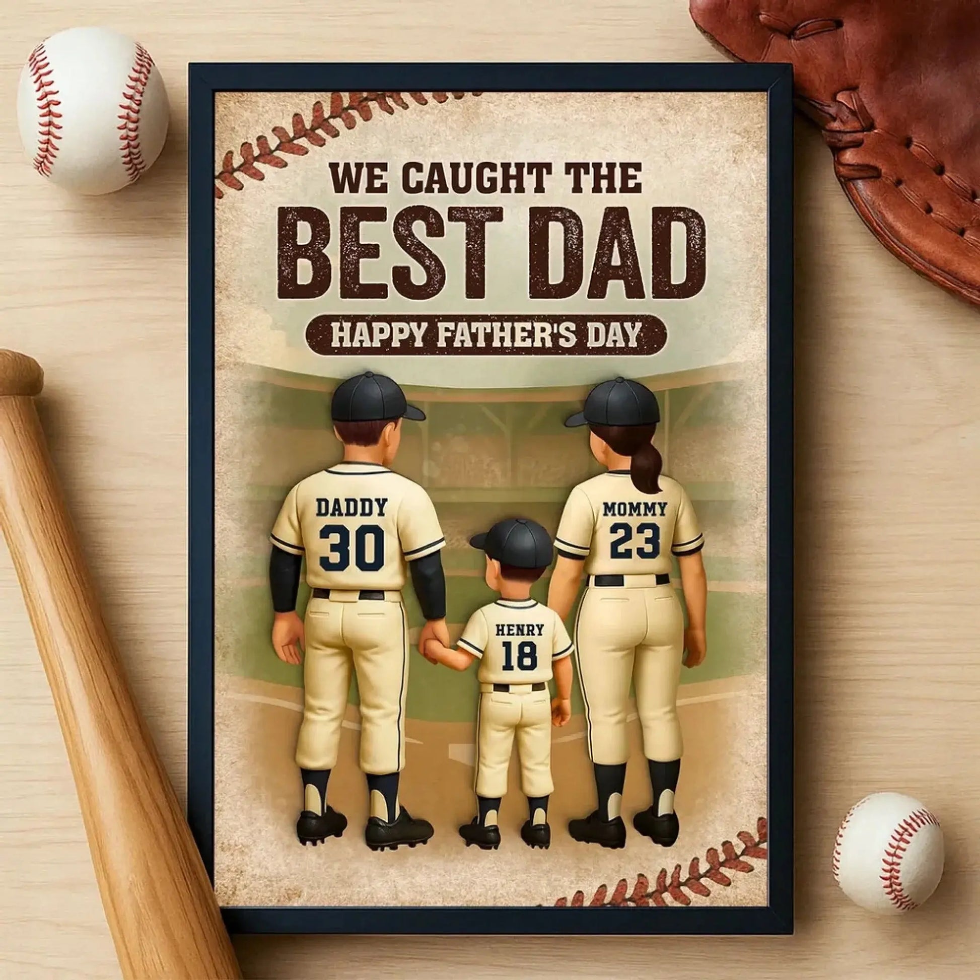We Caught the Best Dad Baseball Personalized Poster, Fathers' Day Gift for Dad  Ezcustomize