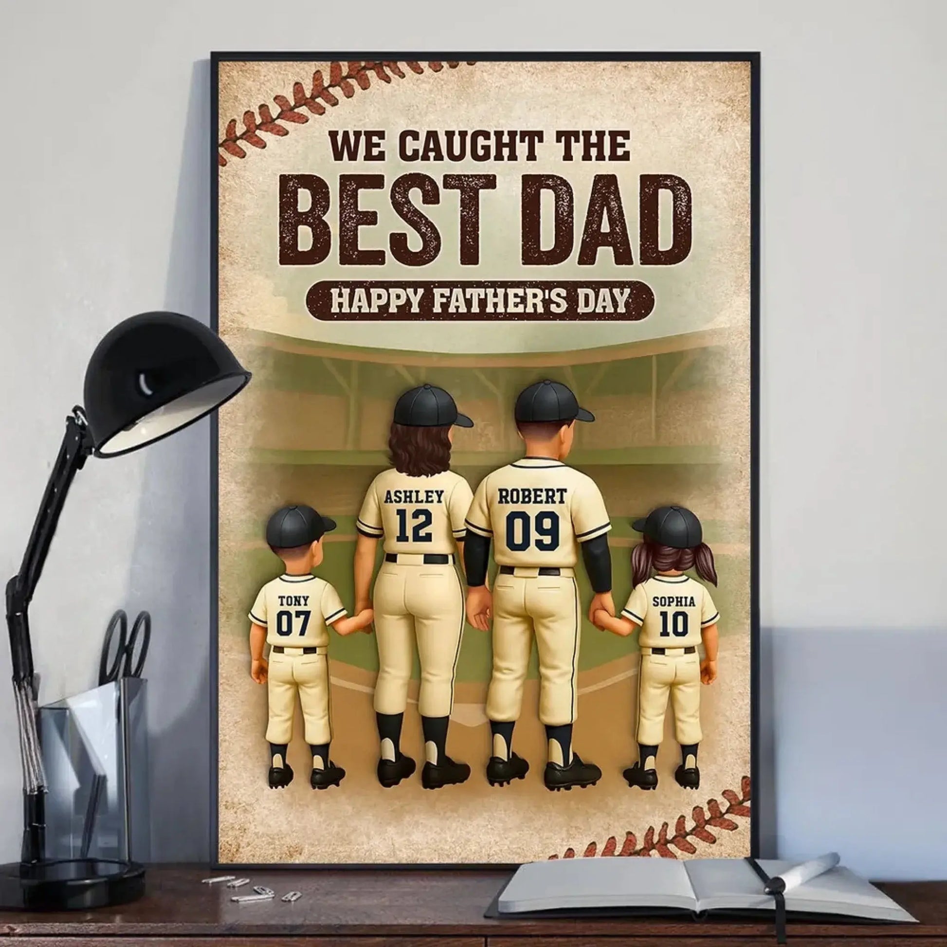 We Caught the Best Dad Baseball Personalized Poster, Fathers' Day Gift for Dad  Ezcustomize