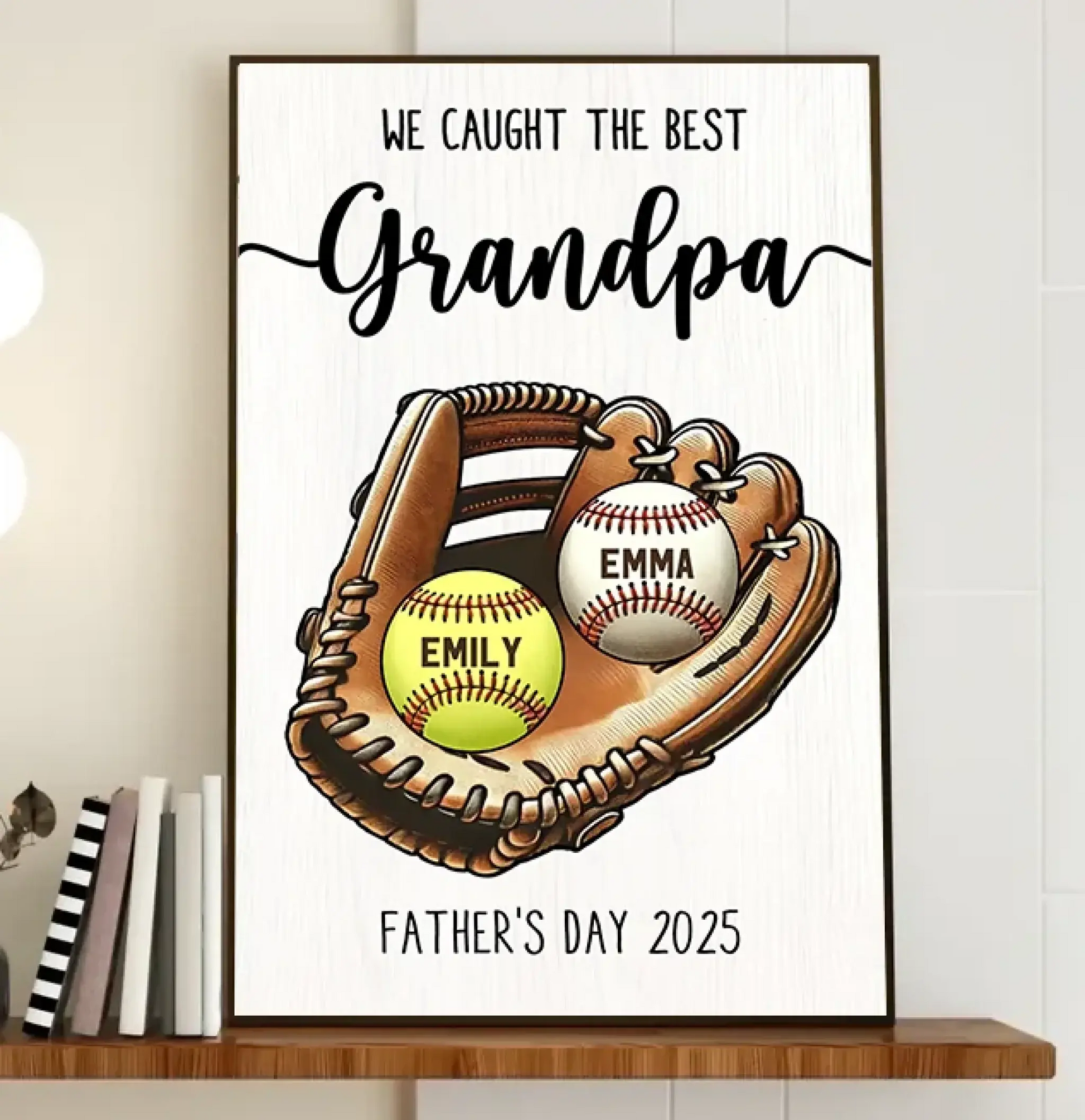 We Caught the Best Dad/Grandpa Art – Personalized Baseball/Softball Poster/Canvas – Custom Father’s Day Gift from Kids or Wife  Ezcustomize