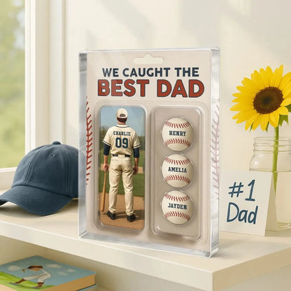 We Caught the Best Dad/Grandpa Baseball Figure – Personalized Acrylic Block Plaque – Custom Gift for Baseball-Loving Fathers & Grandpas  Ezcustomize