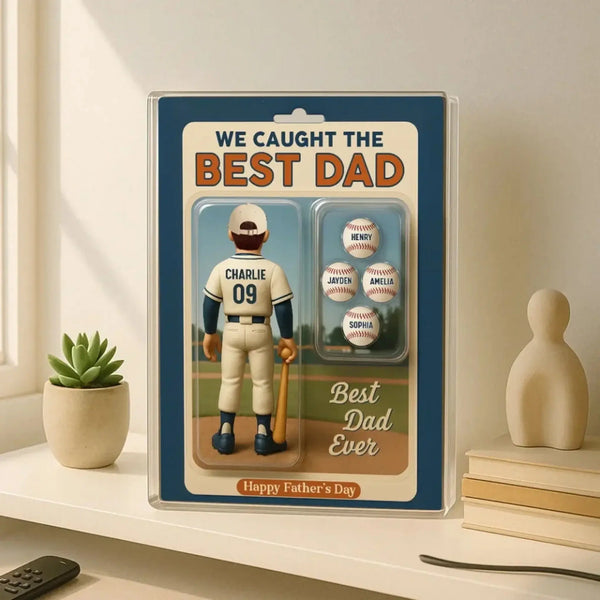 We Caught the Best Dad/Grandpa Cartoon Figure – Personalized Baseball Lover Acrylic Block Plaque – Custom Father’s Day Gift