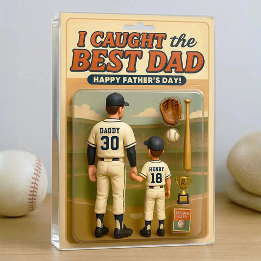 We Caught the Best Dad Plaque – Personalized Baseball/Softball Acrylic Block with Custom Figure – Father’s Day Gift for Dad or Husband  Ezcustomize