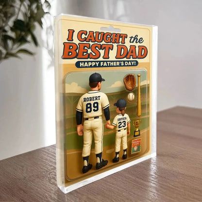 We Caught the Best Dad Plaque – Personalized Baseball/Softball Acrylic Block with Custom Figure – Father’s Day Gift for Dad or Husband  Ezcustomize