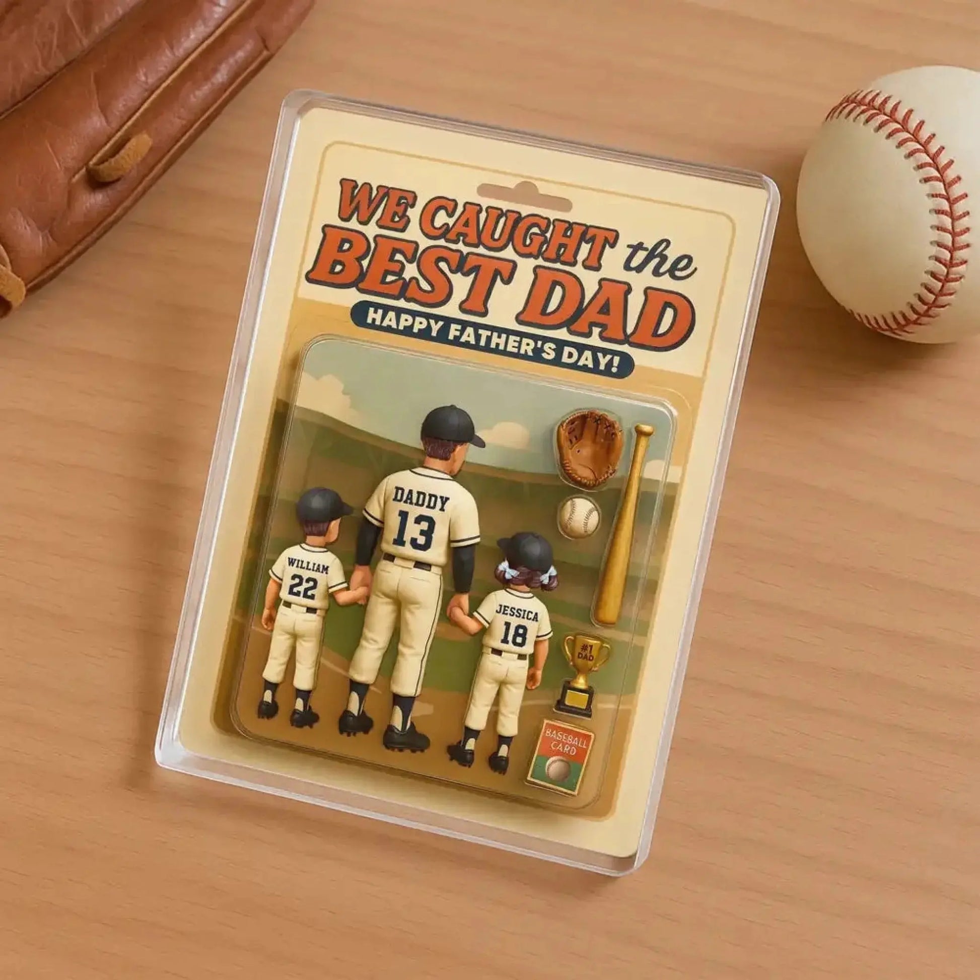 We Caught the Best Dad Plaque – Personalized Baseball/Softball Acrylic Block with Custom Figure – Father’s Day Gift for Dad or Husband  Ezcustomize